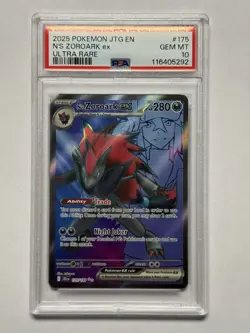 2025 POKEMON JTG EN JOURNEY TOGETHER N'S ZOROARK EX ULTRA RARE 175 PSA 10 GEM MT - Image 1