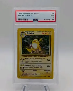 Raichu 14/102 Unlimited Base Set Holo Rare 1999 Pokemon Card PSA 7 NM - Image 1