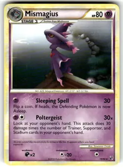MISMAGIUS 19/90 - NON-Holo Rare - HGSS Undaunted - 2010 Pokemon Card - NM - Image 1