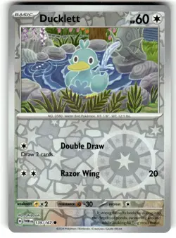 Sv06: Twilight Masquerade Pokemon TCG Ducklett 139/167 Reverse Holo NM - Image 1