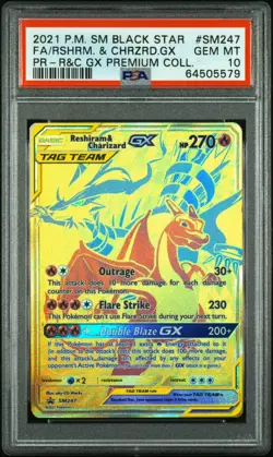 Reshiram & Charizard GX SM247 Full Art Pokemon Black Star Promo GEM MINT PSA 10 - Image 1