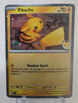 ‼2026 Pikachu 051/162 Pokemon Day 30th Anniversary Stamped Promo TCG Cosmo Holo - Image 1