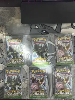 LOT OF SIX (6) Pokemon XY-Fates Collide Sleeved Booster Packs. Factory Sealed! 820650801136 - Image 1