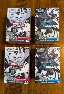[Lot Of 4] Pokemon TCG 2x Black Bolt And 2x White Flare Sealed Booster Bundles - Image 1