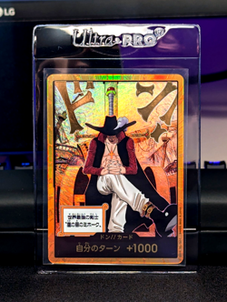 One Piece Dracule Mihawk OP14 Gold DON!! The Azure Sea's Seven Japanese - Image 1