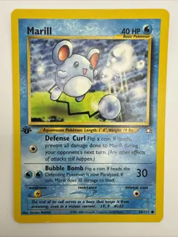 Marill 66/111 Neo Genesis 1st Edition Regular Common Vintage Pokemon Card - Image 3