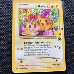 Pokemon Pikachu Birthday Celebrations Holo Card 24 Black Star Classic Collection - Image 3