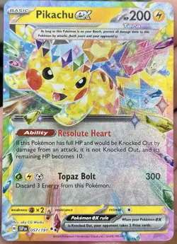PIKACHU EX 057/191 Sv08: Surging Sparks Holo foil art mint Pokemon TCG card NM - Image 1