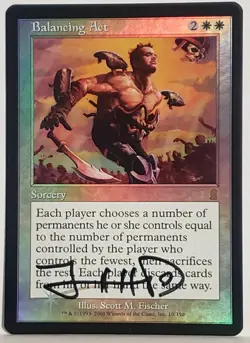 MTG Balancing Act x1 FOIL Odyssey SIGNED! NM GRADABLE! - Image 1