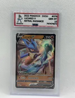 POKEMON 2022 Astral Radiance LUCARIO V #078 VCG 10 Gem Mint RARE - NO PSA/ BGS - Image 1