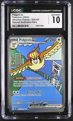 Pidgeot Ex 225/197 - Obsidian Flames - SIR - CGC Gem Mint 10 Pokemon Card TCG - Image 1