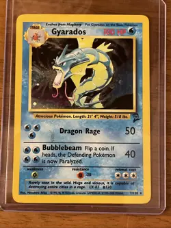 Pokemon TCG Base Set 2 Gyarados Holo Rare Card 7/130 - LP/MP vintage WOTC - Image 1