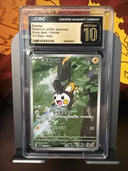 CGC Pristine 10 Emolga 116/086 AR Art Rare Black Bolt sv11B Pokemon Card - Image 1