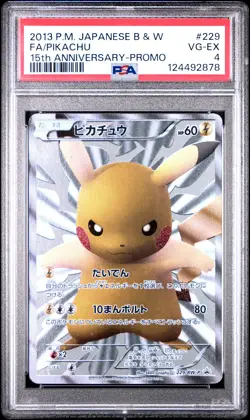 2013 POKEMON JPN B&W PROMO 15TH ANV #229 FULL ART/PIKACHU PSA 4 - Image 1