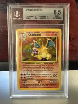 1999 Pokemon Base Set Unlimited #4 Charizard Holo BGS 8.5 (9, 8, 8.5, 8.5) Rare - Image 2