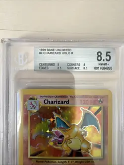1999 Pokemon Base Set Unlimited #4 Charizard Holo BGS 8.5 (9, 8, 8.5, 8.5) Rare - Image 4