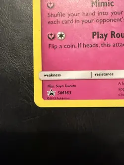 Mimikyu SM163 Holo Pokemon Card Lightly Played Condition - Image 5