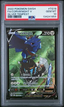 2022 POKEMON SWORD & SHIELD SILVER TEMPEST #TG18 FULL ART/CORVIKNIGHT V PSA 10 - Image 1