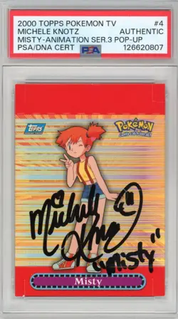 PSA Auth. Signed Michele Knotz Pokemon Misty #4 '00 Topps Anim. Series 3 Pop-Up - Image 1
