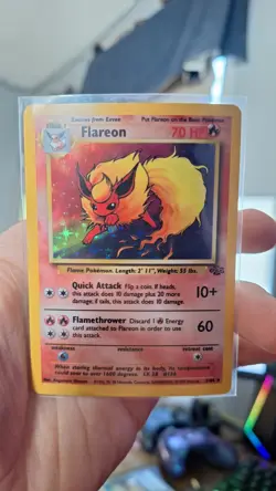 Pokemon TCG Flareon 3/64 Jungle Set Holo Rare 1999 LP/NM Condition - Image 1