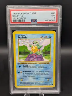 1999 POKEMON BASE SET 1ST EDITION SHADOWLESS #63 SQUIRTLE PSA 7 - Image 1