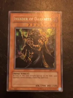 Yu-Gi-Oh! SECRET RARE CARD INVADER OF DARKNESS IOC-111 1996 VINTAGE PRINT LP - Image 1