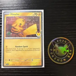 Pikachu Pokemon Day 2026 Promo Card 051/162 with coin - Image 1