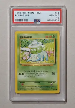 Bulbasaur Pokemon 1999 Base Set Unlimited PSA 10 Gem Mint WOTC #44 - Image 1