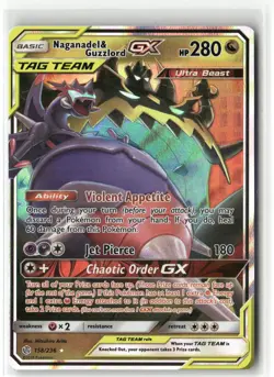 Pokemon Naganadel & Guzzlord GX Ultra Rare SM - Cosmic Eclipse 158/236 NM Not PS - Image 1