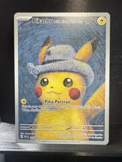 Pokemon Pokemon x Van Gogh Museum Grey Felt Hat Pikachu Black Star Promo SVP 085 - Image 1