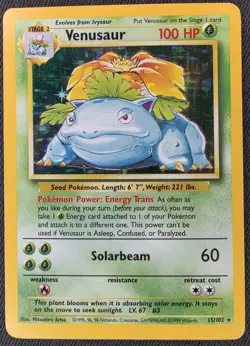 Pokemon - Venasaur Base Set Holo Rare Card 15/102 Unlimited Print WOTC LP-MP - Image 1