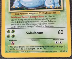 Pokemon - Venasaur Base Set Holo Rare Card 15/102 Unlimited Print WOTC LP-MP - Image 4