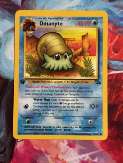 1st Edition Omanyte 52/62 Fossil Set Rare Vintage 1999 Pokemon Card - NM - Image 1