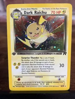 Pokemon TCG Team Rocket: Dark Raichu 1st Edition Holo 83/82 NM - Image 1