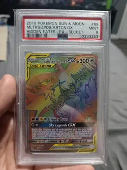 Pokemon Moltres Zapdos Articuno GX Rainbow 2019 Hidden Fates 69/68 PSA 9 - Image 1