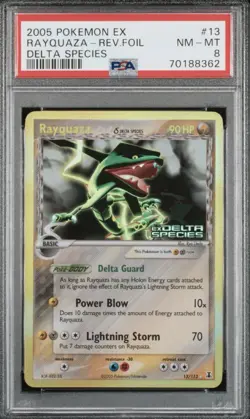Rayquaza Delta Species 13/113 Pokemon 2005 EX Delta Species Reverse Holo PSA 8 - Image 1