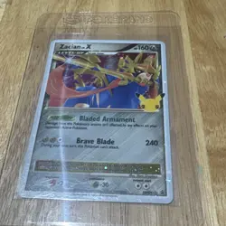 Pokemon Card Zacian Lv. X SWSH135 Celebrations Black Star Promo Holo Rare NM - Image 1