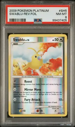 2009 POKEMON PLATINUM SH5 SWABLU-REVERSE FOIL PSA 8 - Image 1