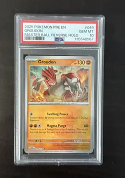 Pokemon PSA 10 Groudon 049/131 Prismatic Evolutions Master Ball Rev Holo #4122 - Image 1