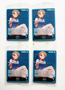 One Piece Nami P-117 "Go All The Way To The Top!" OP13 Promo Sealed English x 4. - Image 1