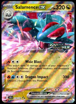 Pokemon TCG Salamence ex 114/159 2025 Journey Together Stamped Promo Card - LP - Image 1