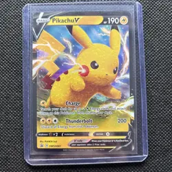Pokemon TCG SWSH061 Pikachu v Black Star Promos Holo Card Near Mint Condition - Image 1