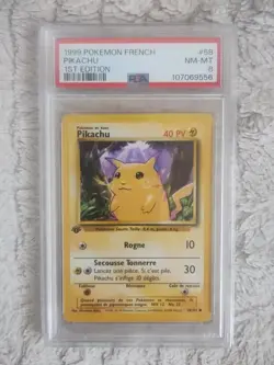 Pokemon Carte Pikachu 58/102 Francais Edition 1 Set De Base PSA 8 NM 🔥🔥🔥 - Image 1