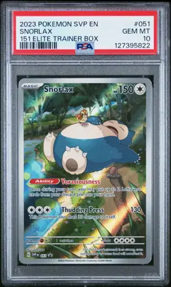 Snorlax #51 SV151 PSA 10 Gem Mint Black Star Promo Pokemon Card - Image 1