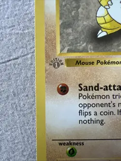 Pokemon TCG Base Set SANDSHREW 62/102 1st Edition Shadowless GRAY STAMP - LP 🔥 - Image 2