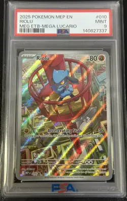 2025 POKEMON MEP EN-ME BLACK STAR PROMO #010 RIOLU PSA 9 - Image 1