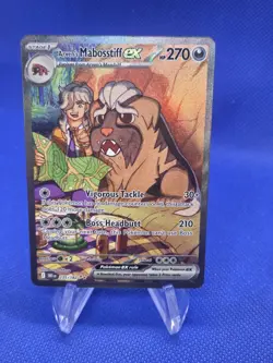 Pokemon Destined Rivals Arven’s Mabosstiff ex 235/182 Special Illustration Rare - Image 1