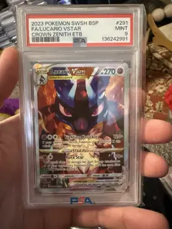 2023 POKEMON SWSH BLACK STAR PROMO #291 FULL ART/LUCARIO VSTAR PSA 9 - Image 1