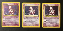 3 Vintage 1995 MEWTOW HOLO FOIL POKEMON CARD 101/102 Bundle Deal - Image 1