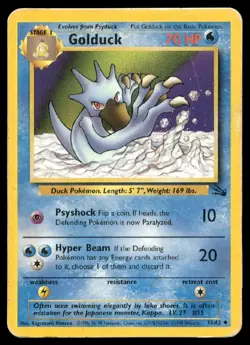 Golduck 35/62 Pokemon Card Fossil Uncommon 70 HP Played GD - Image 1